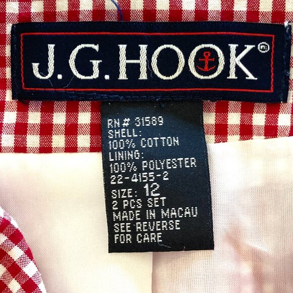 Lady's Red &o White Checked Jacket by JG Hook, Size 12; Lined; Good Cond. - Picture 3 of 10